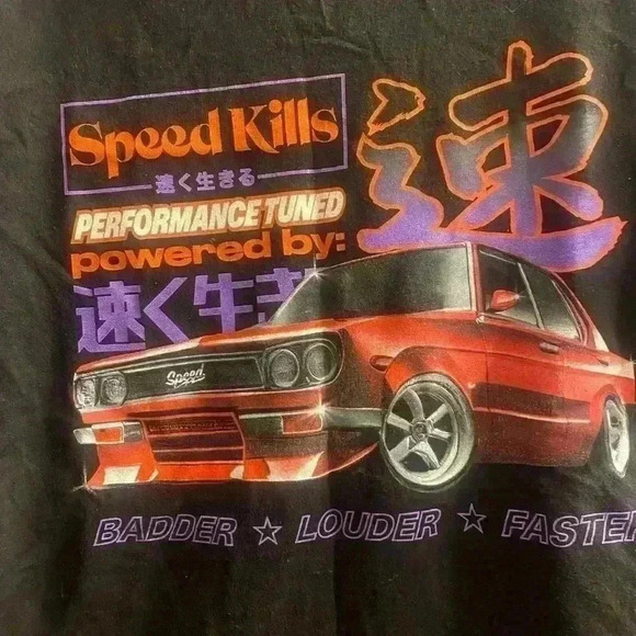 Hi Performance Black short sleeve T shirt by Speed Kills screen printed graphic - Picture 1 of 6